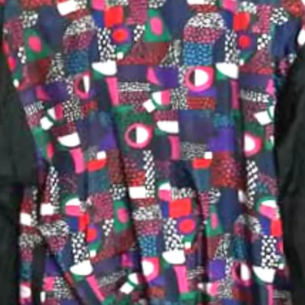 Vintage Indications Black Colorful Plus Size Granny Core Windbreaker Sz 16